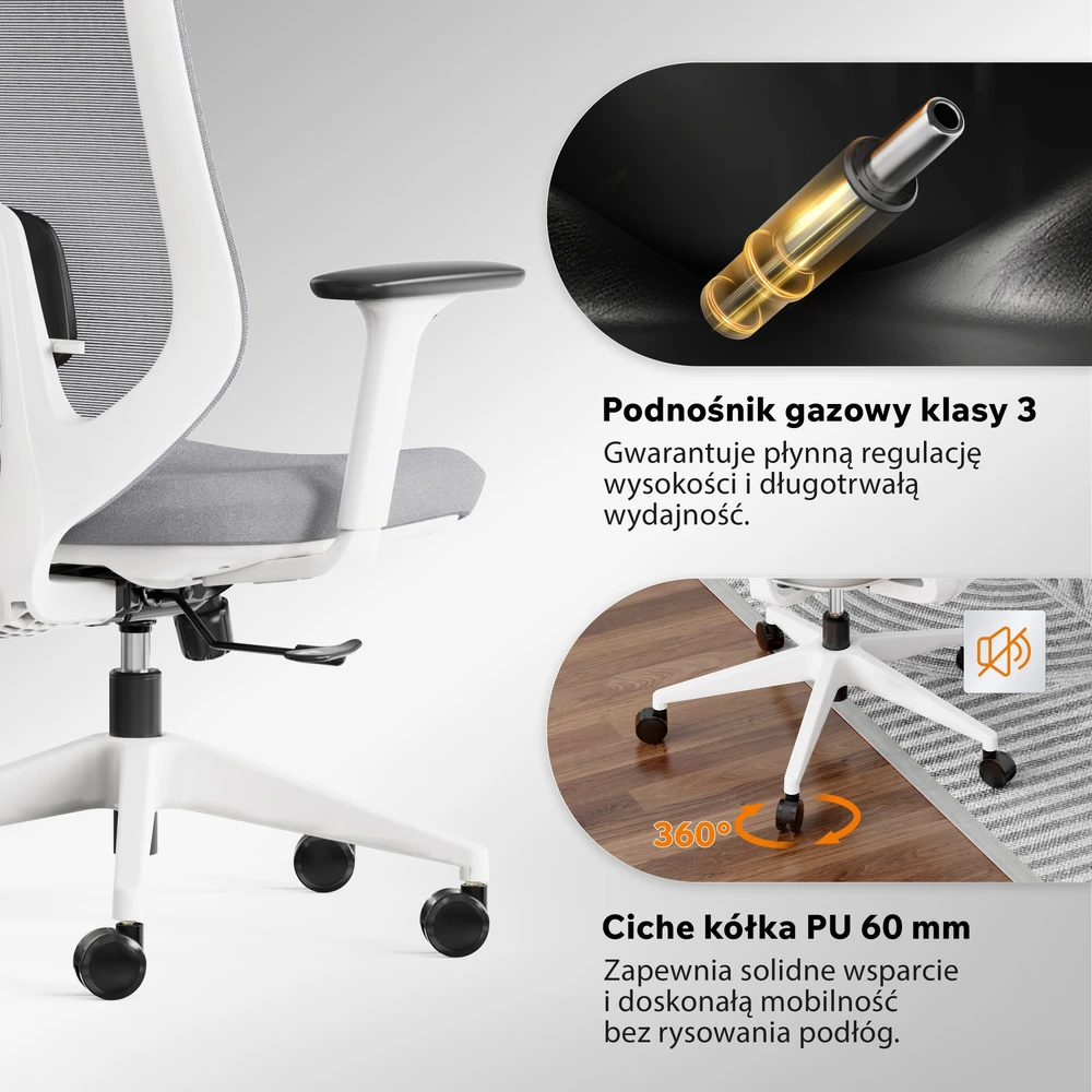 Biuro kėdė SENSE7 Nakai Baltai-pilka