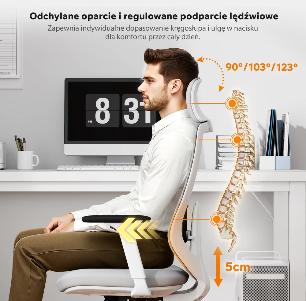 Biuro kėdė SENSE7 Nakai Baltai-pilka