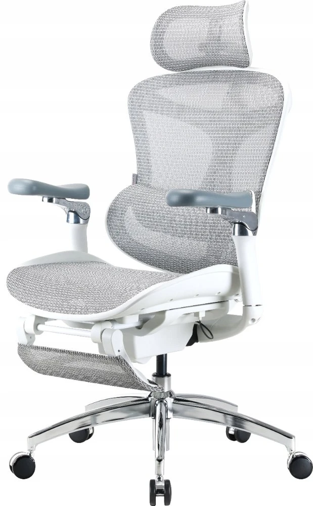 Sihoo DORO C300 Pro Mesh fotel biurowy su podnóżkiem balta