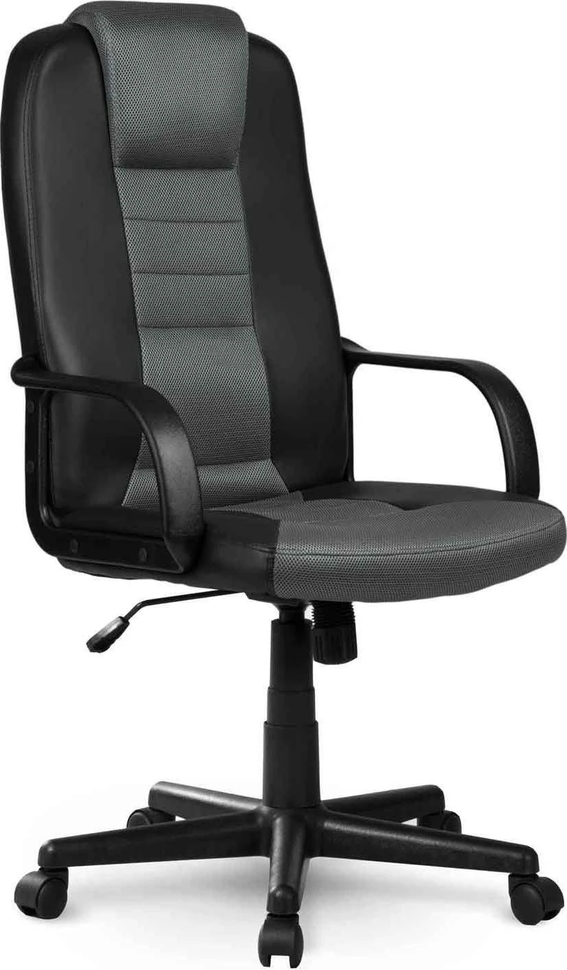 Sofotel Biuro kėdė, oda ir mikro tinklelis, ergonomiškas dizainas, juoda ir pilka, reguliuojamo aukščio biuro kėdė, patogi kompiuterio kėdė