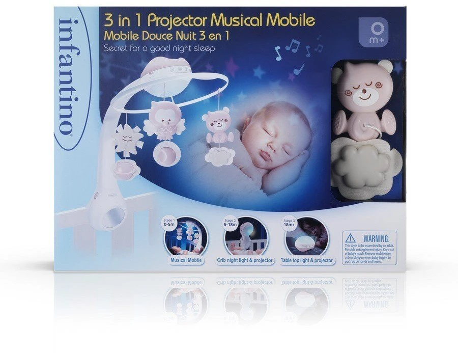 Infantino 3 viename muzikinis mobilusis, šviesiai rožinis