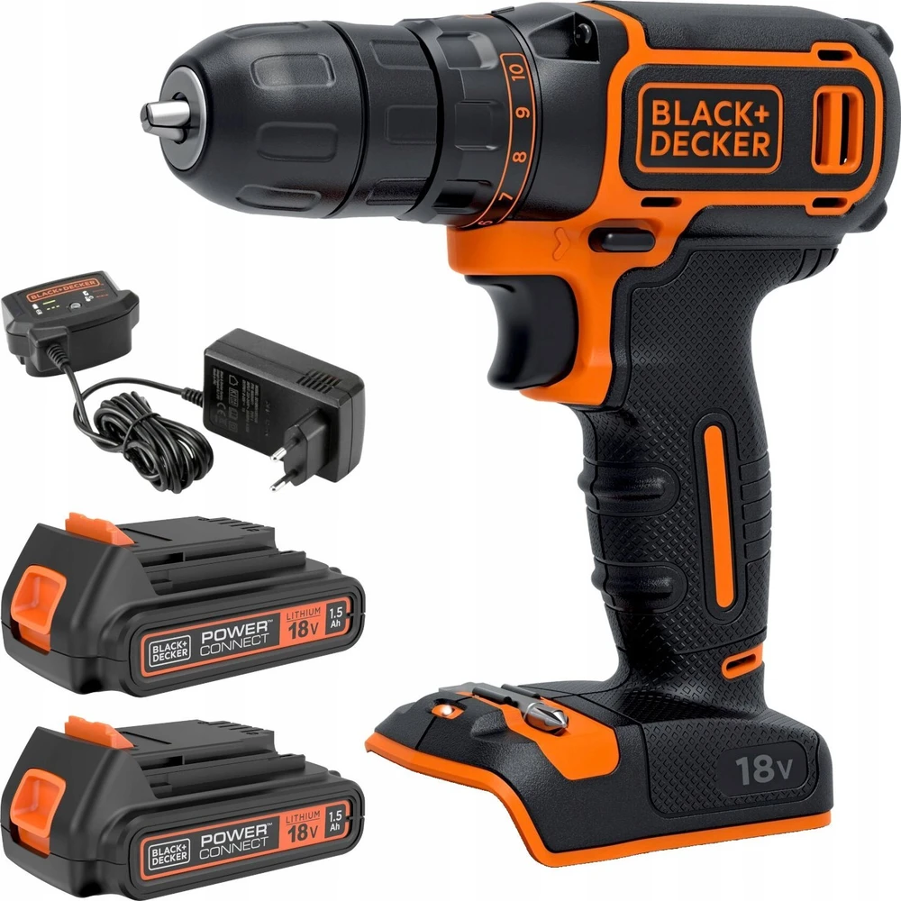 Black & Decker Juodas+DECKER WIERTARKO-suktuvas 18V 2x1.5Ah BDCDC18B