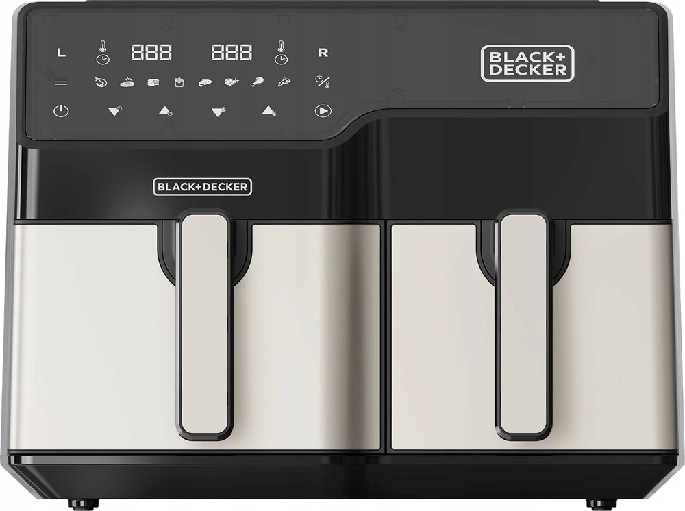 Gruzdintuvė Black & Decker Juodas & Decker BXAF9000E Double 9 L Stand-alone 2500 W Hot air fryer Juodas, Nerūdijantis plienas