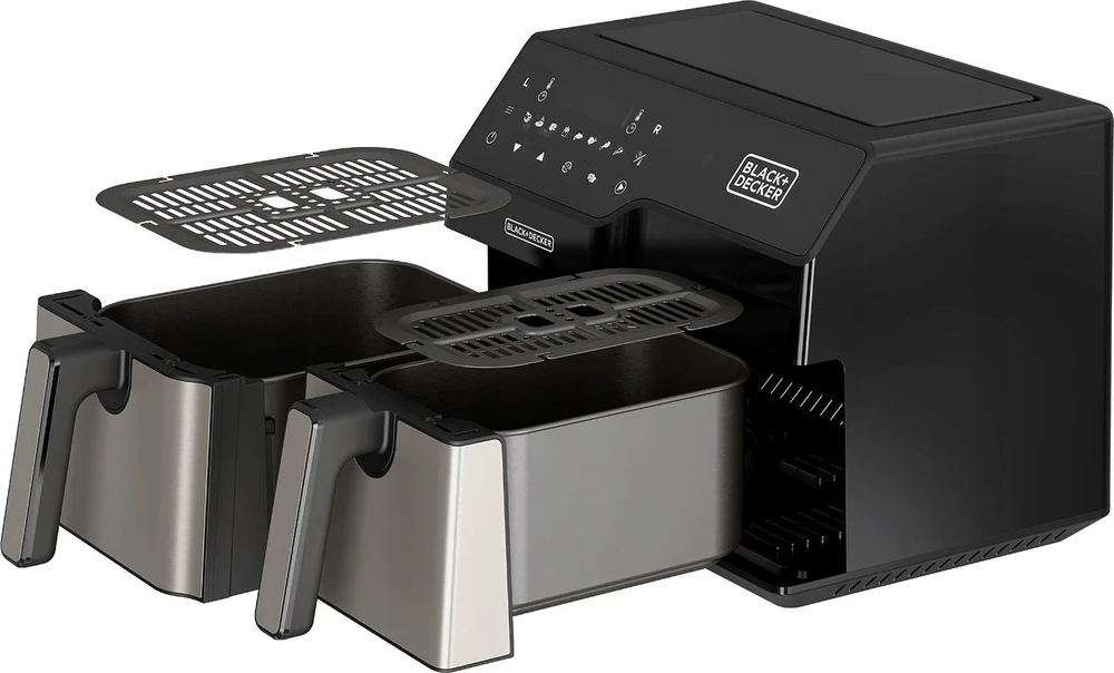 Gruzdintuvė Black & Decker Juodas & Decker BXAF9000E Double 9 L Stand-alone 2500 W Hot air fryer Juodas, Nerūdijantis plienas