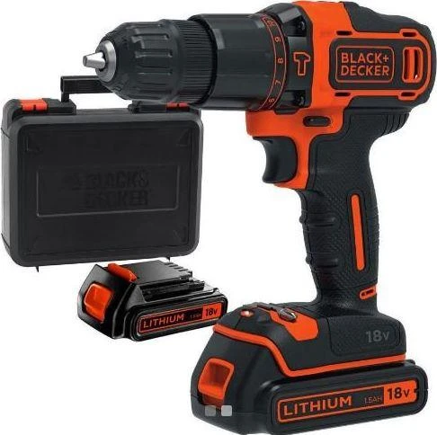 Akumuliatorinis gręžtuvas Black & Decker BDCHD18KB su rinkiniu