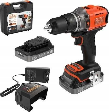 Black & Decker „Juodas & Decker“ Juodas ir DECKER 18 V gręžtuvas-suktuvas su 2 x 2,0 Ah baterijomis | BCD383D2XK-QW