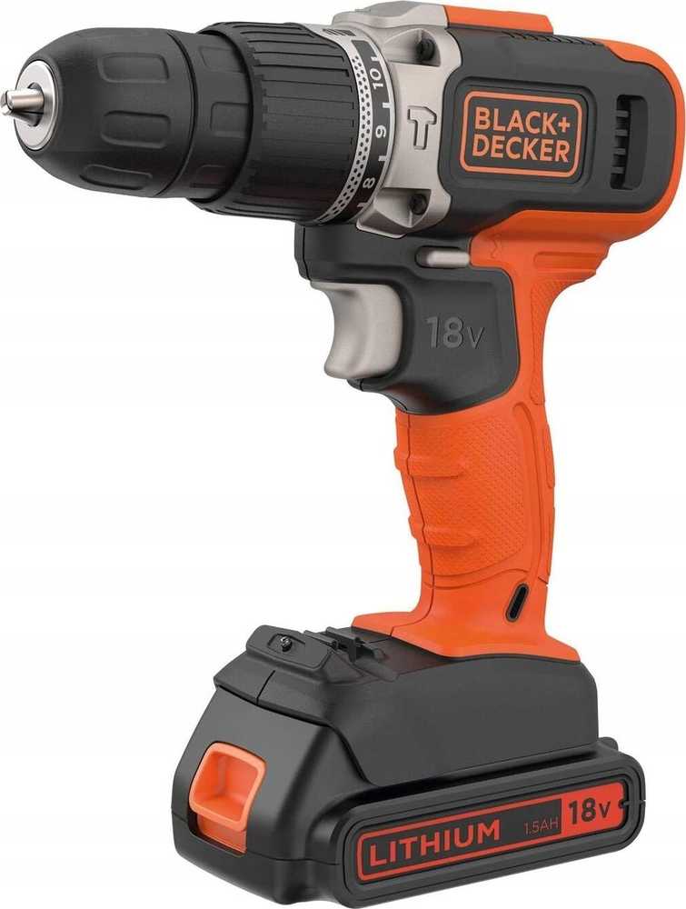 Black & Decker Juodas & Decker Suktuvas-gręžtuvas Juodas & Decker BCD001C1-QW; 18 V; 1x1,5 Ah akum.+ pakrovėjas