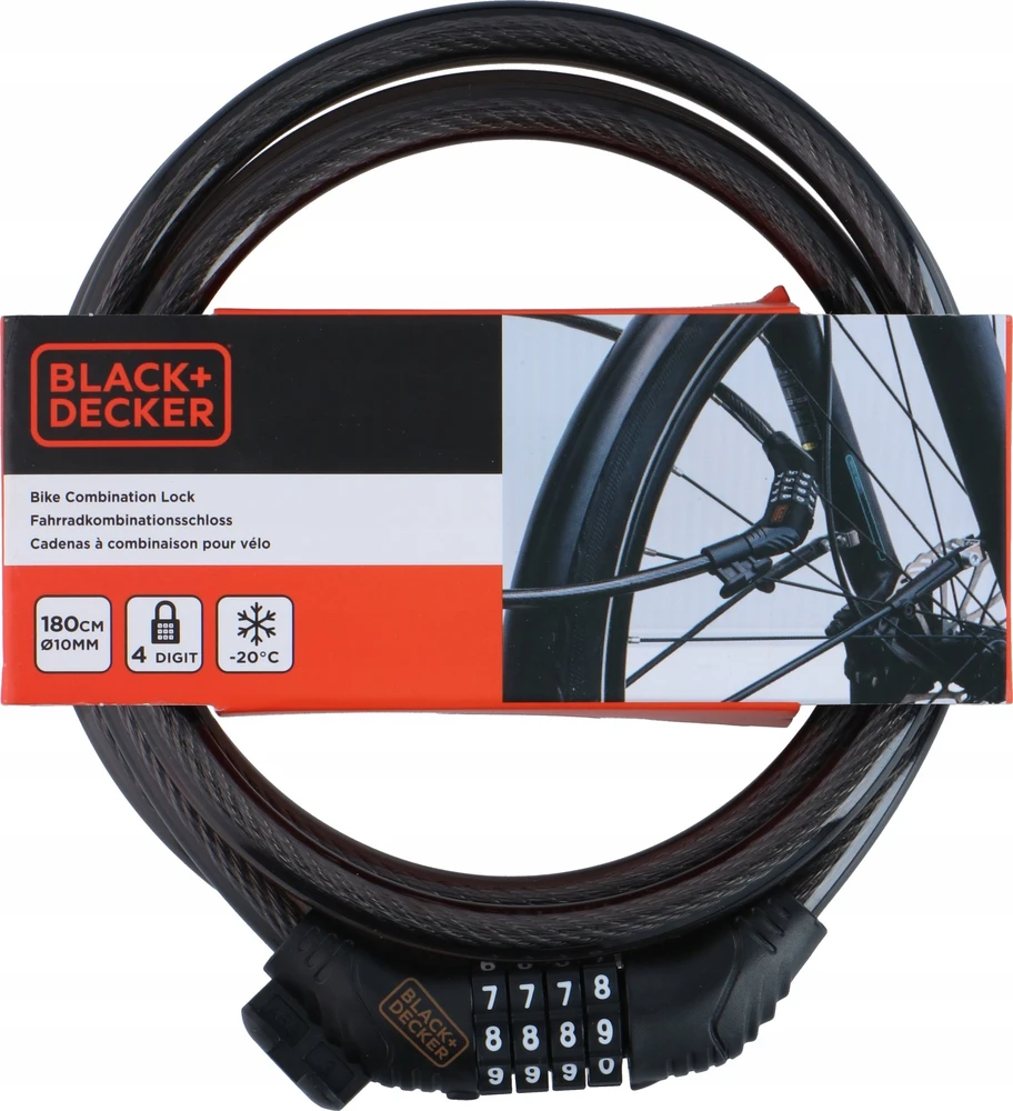BLACK &amp; DECKER Dviračio užraktas su kodu, juodas