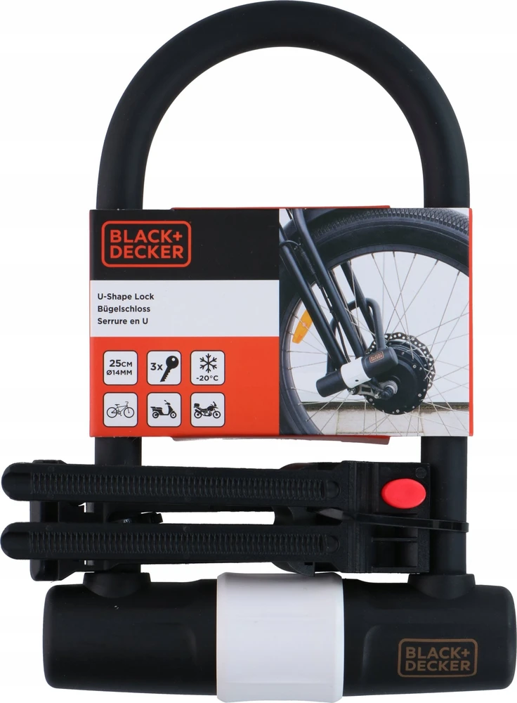 Black & Decker Juodas & Decker - Dviračio spyna / U formos spyna 14x25 cm