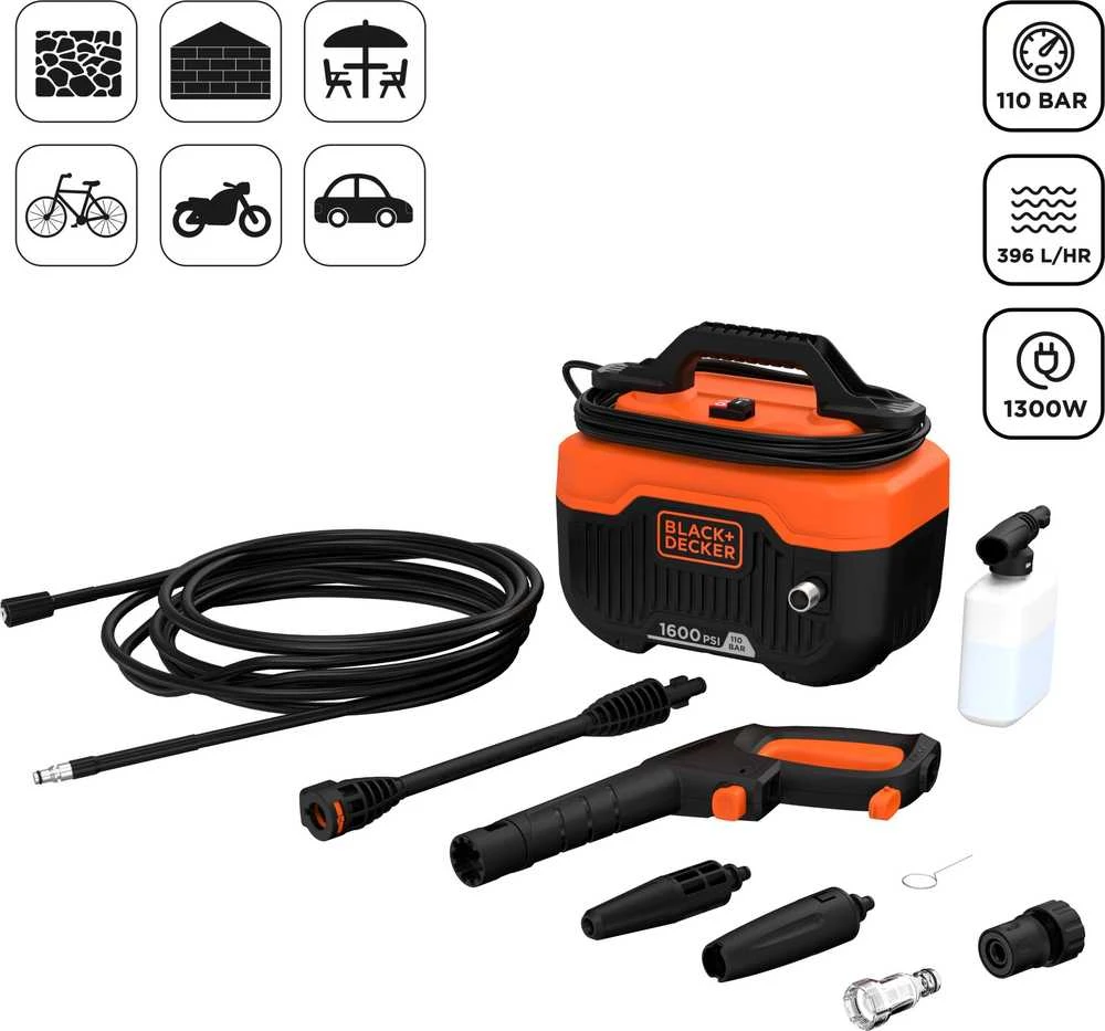 Black+Decker BEPW1300H-QS plovimo įrenginys su priedų rinkiniu