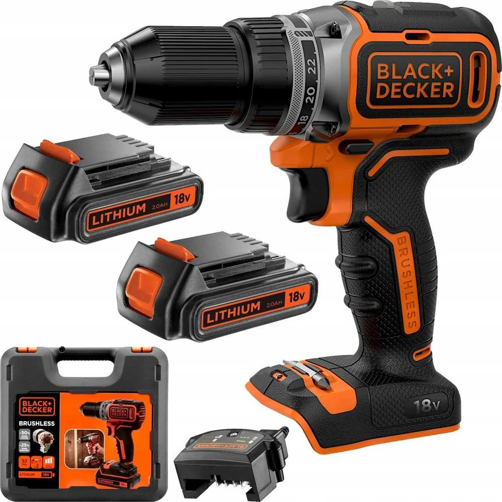 Black & Decker akumuliatorinis suktuvas-gręžtuvas su priedais
