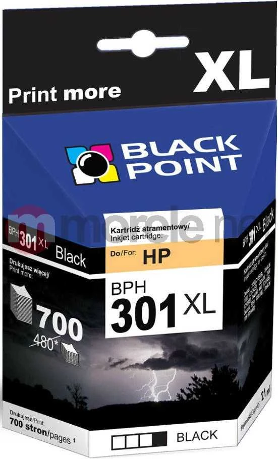 Black Point Juodas Point „Juodas Point“ rašalas BPH301XLBK / CH563EE rašalas Nr. 301XL (juodas)