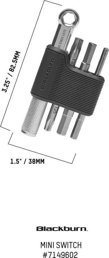„Blackburn MINI SWITCH TOOL“ 4 funkcijų rankinis grafito spalvos raktas (NAUJIENA)