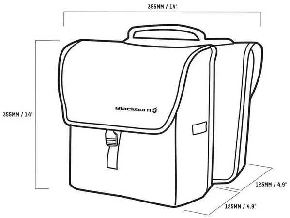 Blackburn Krepšys na bagażnik BLACKBURN LOCAL SADDLE BAG PANNIER, 13L, Rinkinys 2 vnt.