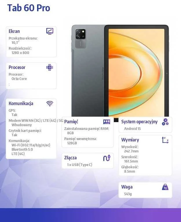 Blackview Planšetė Tab 60 Pro LTE 11 cali 8/128GB Pilka