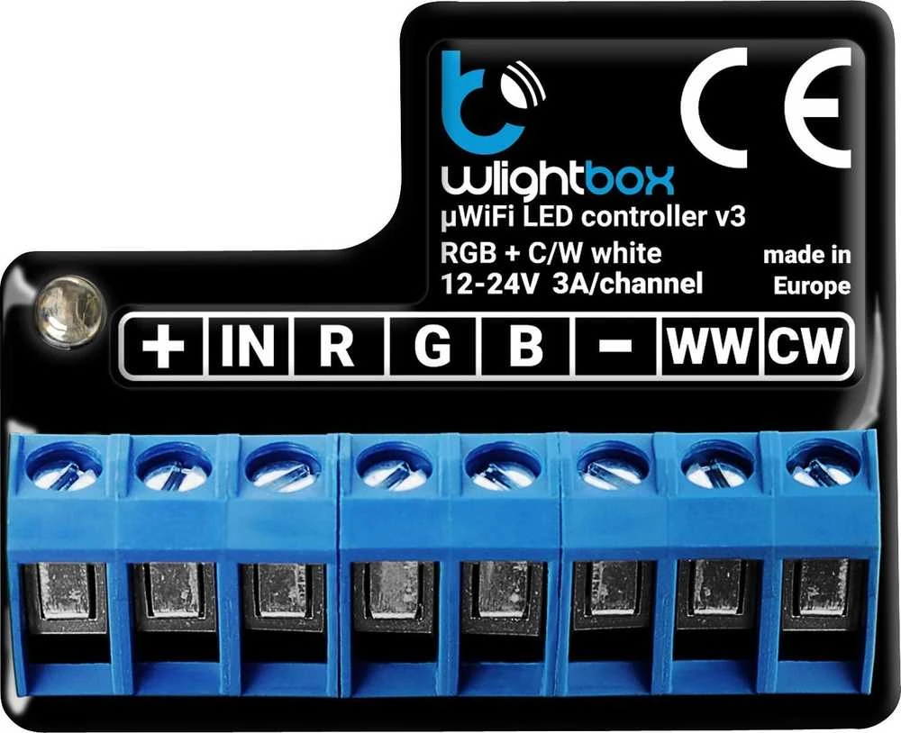 BL2 BLEBOX wLightBox v3 WiFi įvesties/išvesties modulis, 1 dvejetainis įvestis, 1 RGBW/CCT LED išvestis