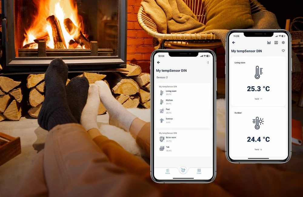 BleBox tempSensor DIN – temperatūros jutiklis 230 V AC – WiFi – Android / iOS programėlė