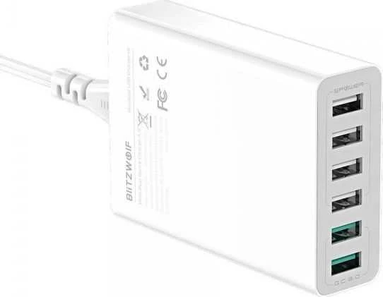 Blitzwolf BW-S15 įkroviklis 6x USB, QC 3.0, 60 W (baltas)