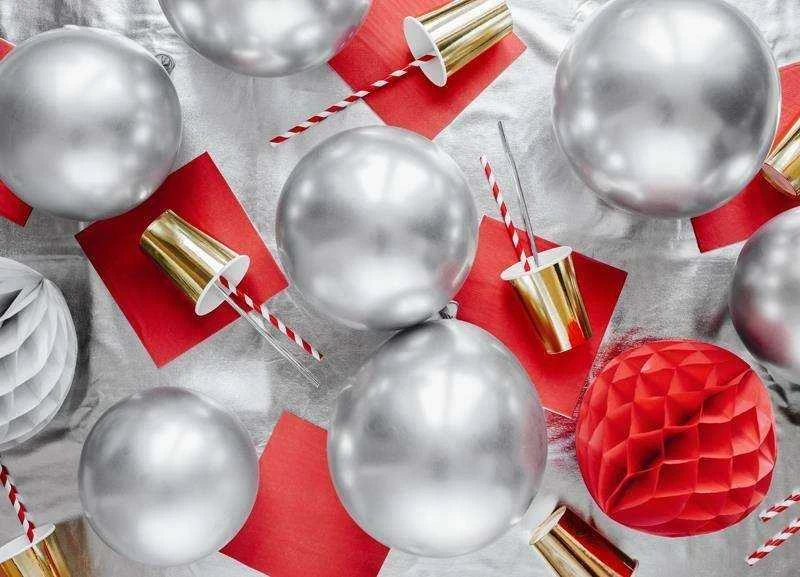 PartyDeco Blizgūs sidabriniai balionai (10vnt)