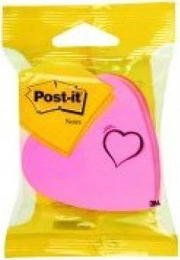 Lipnūs lapeliai 3M, Post-it, Širdelė, 76x76mm, rausvi (1x225) 0717-031