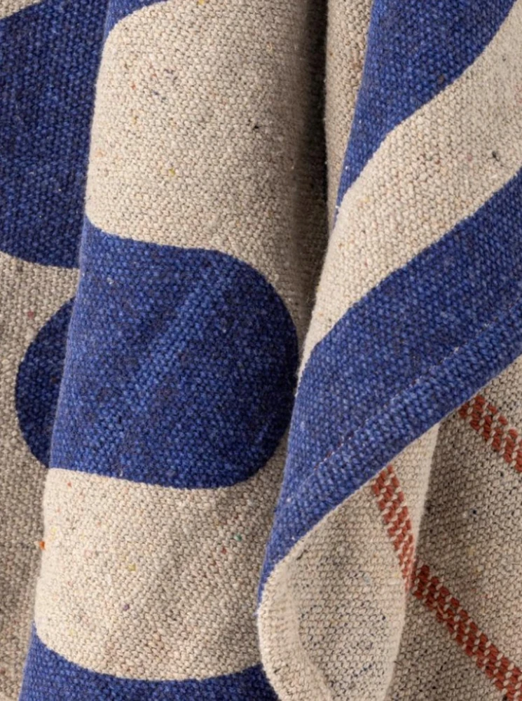 Bloomingville Plaid Mėlyna, Wykonana su recyklingu medvilnė