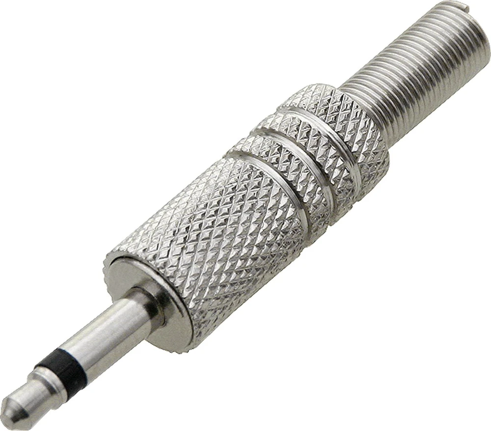 AUX 3.5 mm mono kištukas su rifliuotu korpusu
