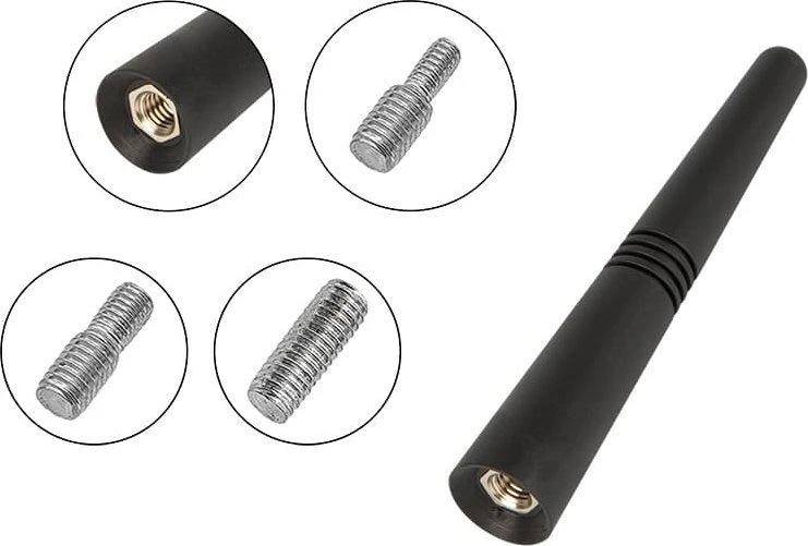 Juoda 9 cm automobilio antena su M5, M6 ir M7 sriegiais