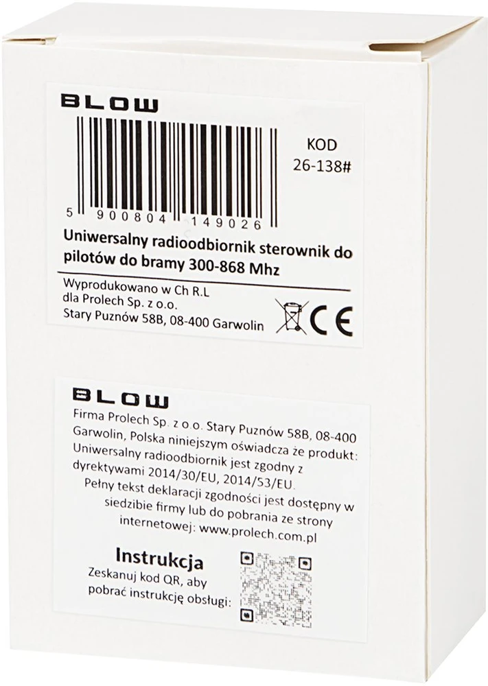 Blow Universalus radijo imtuvas vartų pultams 300–868 MHz