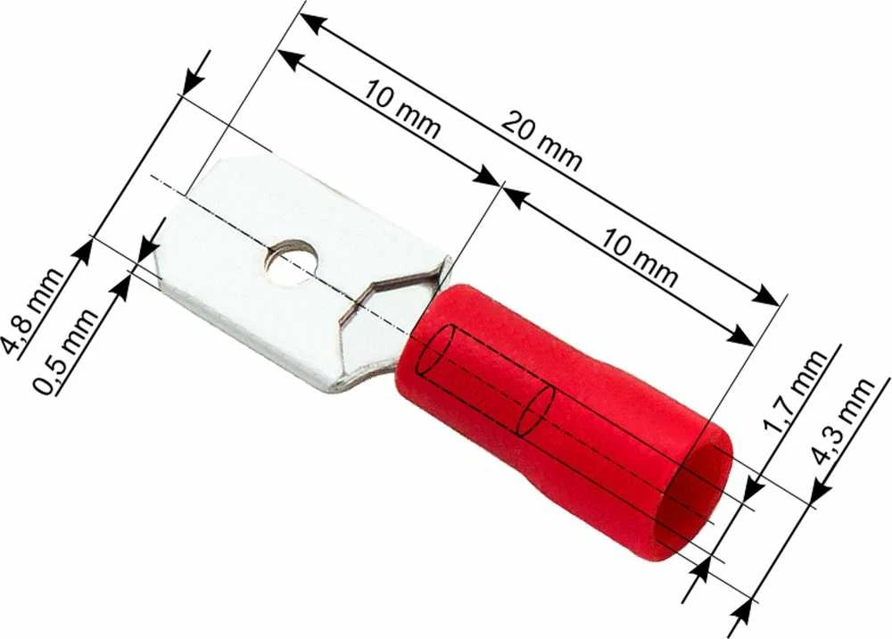 Blow Oem Vamzdelio formos jungtys 4.8/0.5 100vnt - raudona