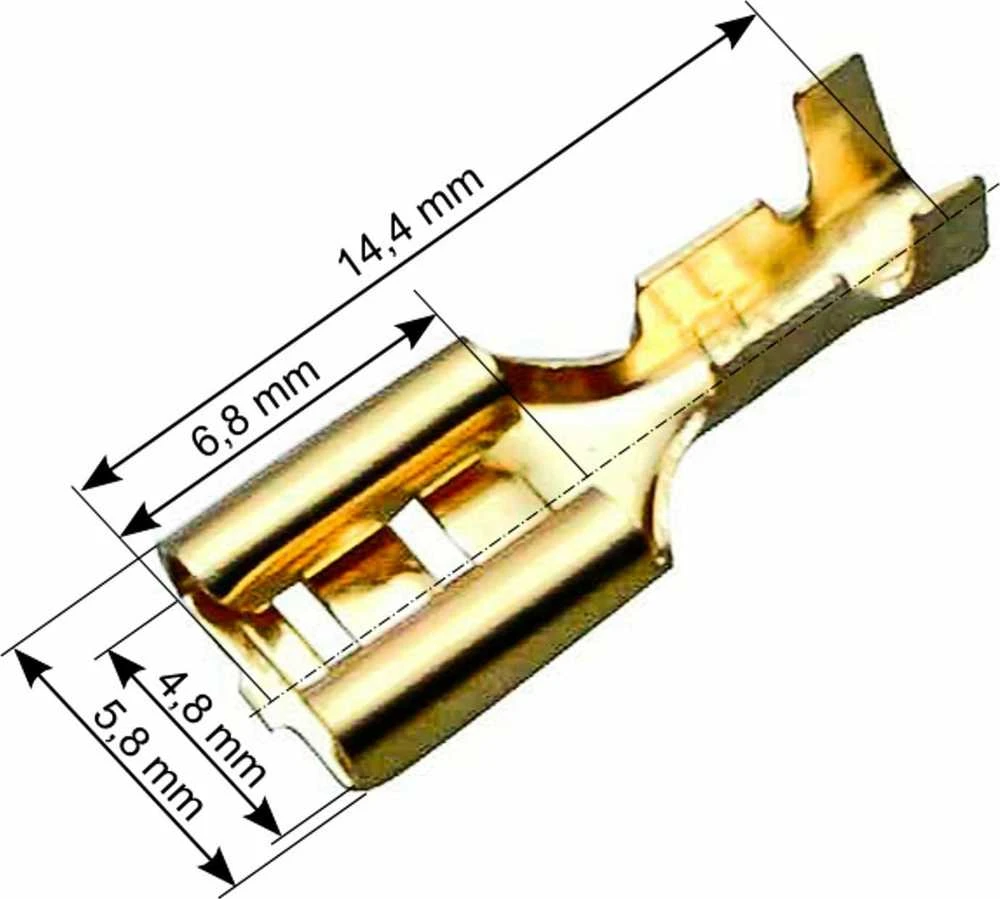 Plokščia jungtis 4.8mm su matmenų brėžiniu