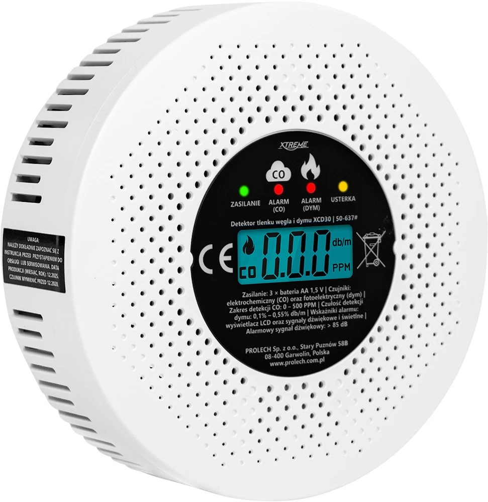 Blow Anglies monoksido ir dūmų detektorius XCD30 LCD 3xAA