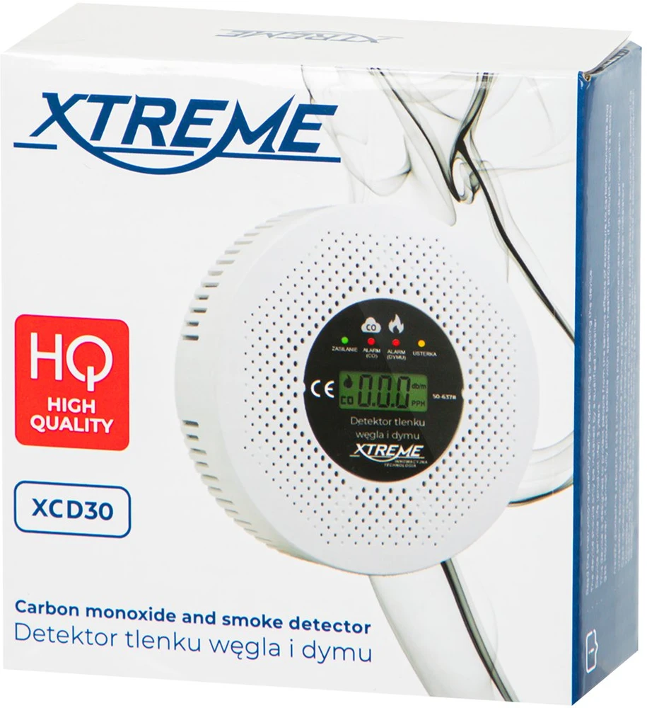 Blow Anglies monoksido ir dūmų detektorius XCD30 LCD 3xAA