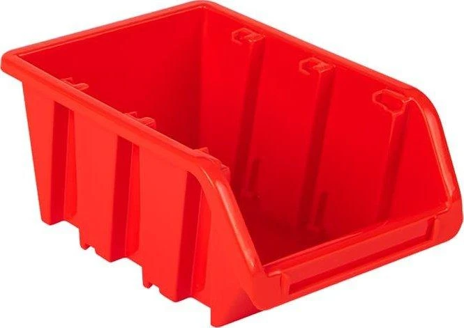 Raudona atvira plastikinė dirbtuvių dėžutė