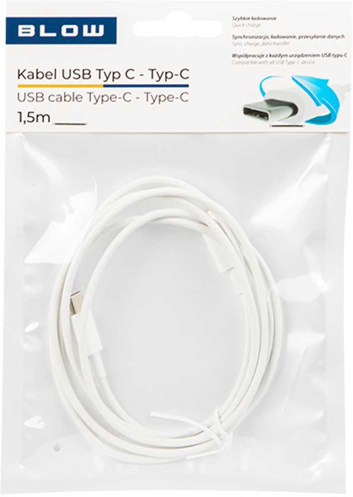 Blow USB-C jungtis – USB-C 2.0 1.5 m balta