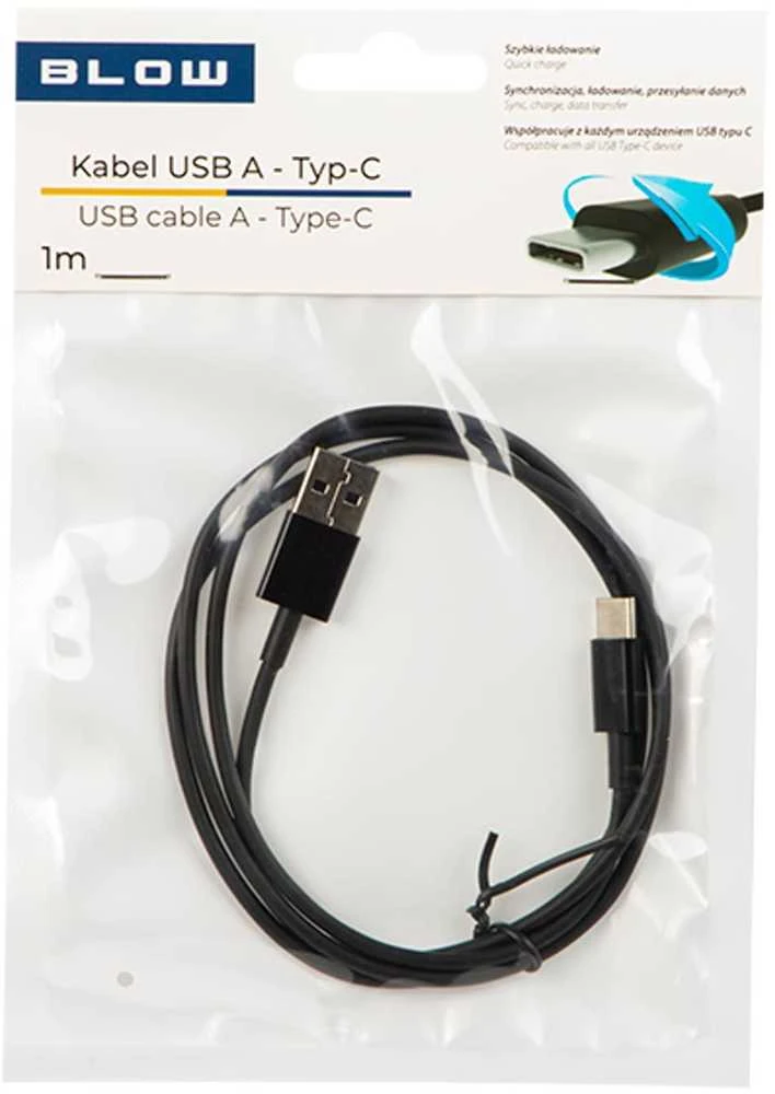 Blow USB 2.0 A jungtis – USB-C 1m juodas