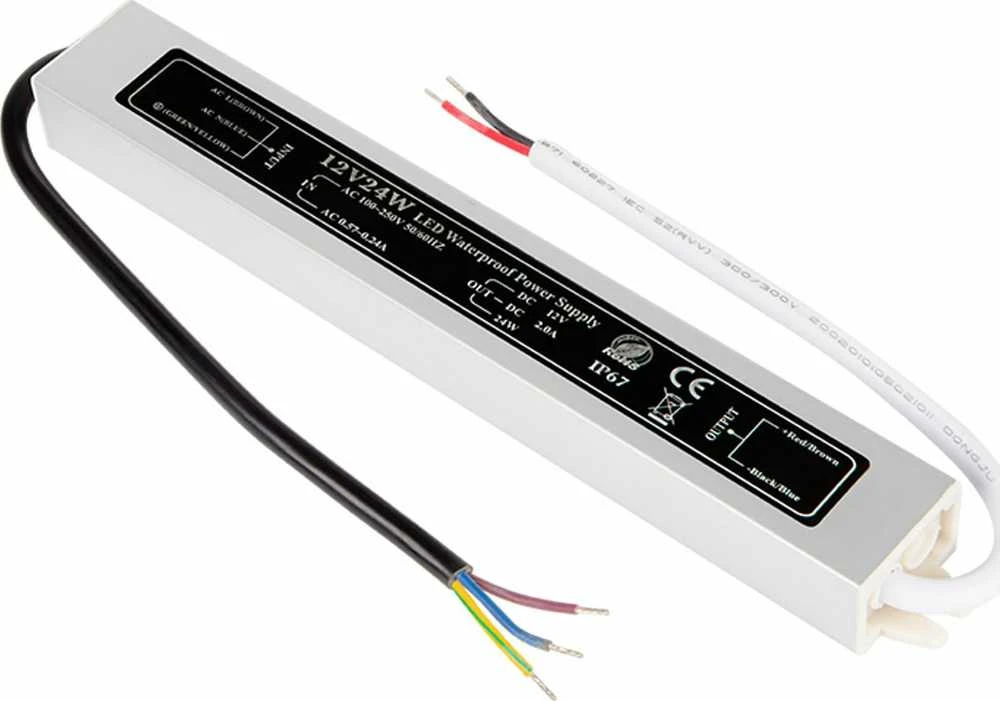 12V 24W LED maitinimo šaltinis su laidais