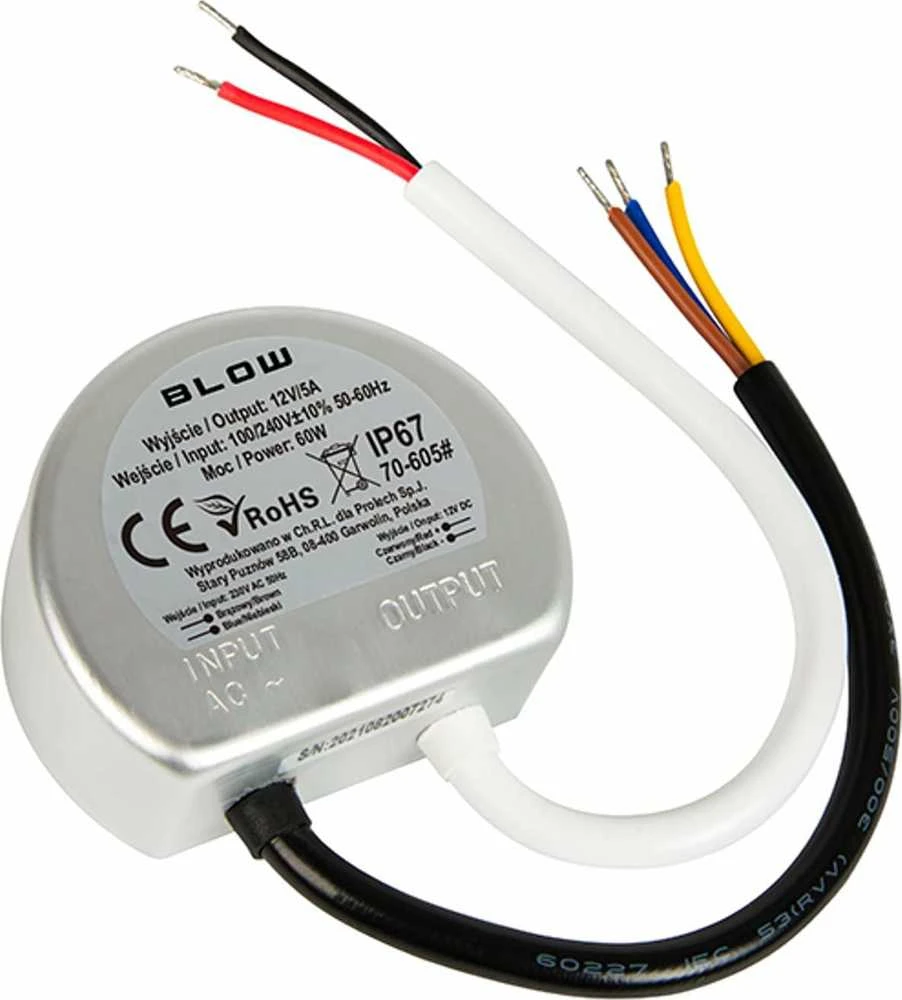 Blow Perjungiamas maitinimo šaltinis 12V/5A 60W metalui