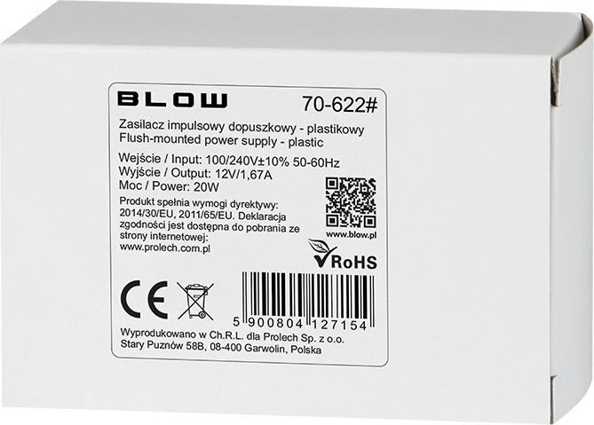 Blow Perjungiamas maitinimo šaltinis 12V / 1.67A