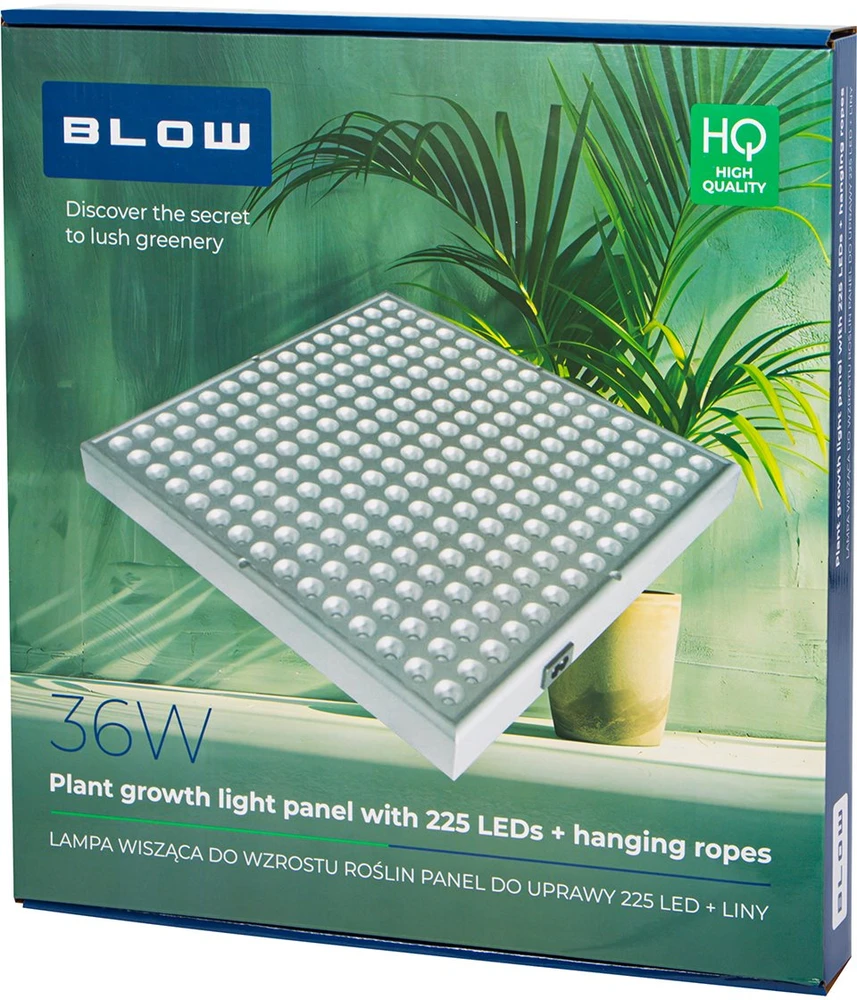 Blow Augalų augimo lempa, auginimo panelė, 225 LED + virvės, 36 W, pakabinama