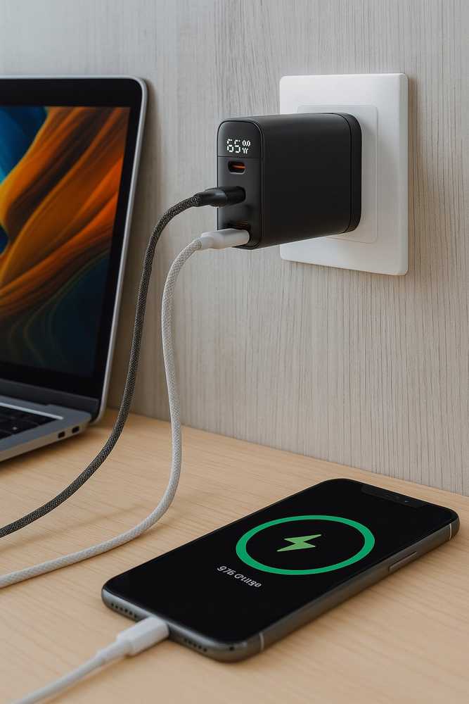Blow Sieninis įkroviklis USB lizdas + USB-Cx2 PD 65W GAN juodas