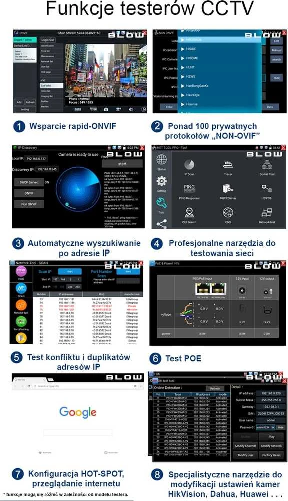 Šakotuvas Blow CCTV testeris IPC-5100 PLUS 8MP kameroms