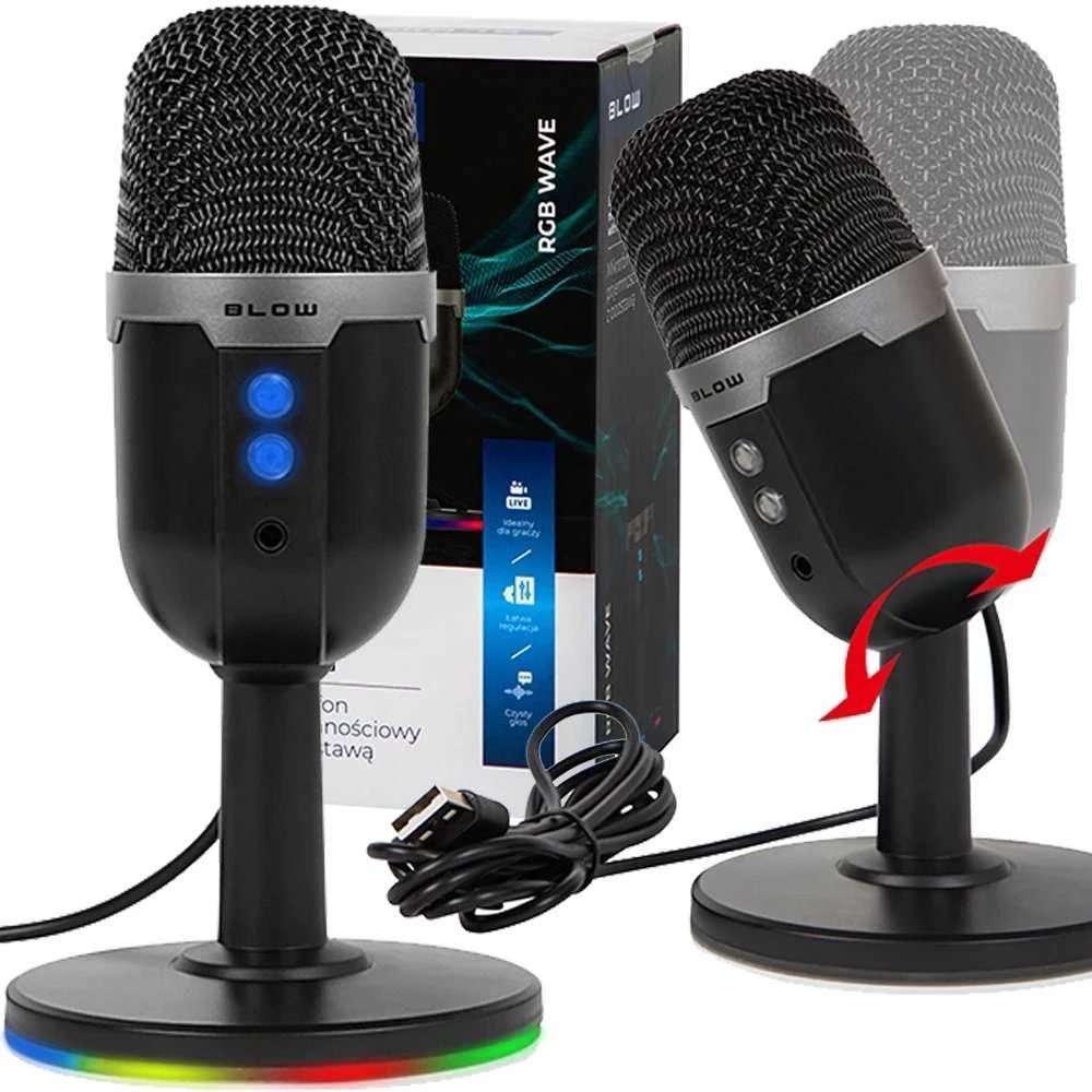 Studijinis mikrofonas su BLOW LED stovu