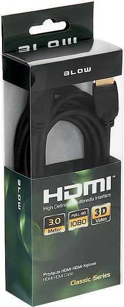 HDMI - HDMI Blow kabelis 3m Kampinis