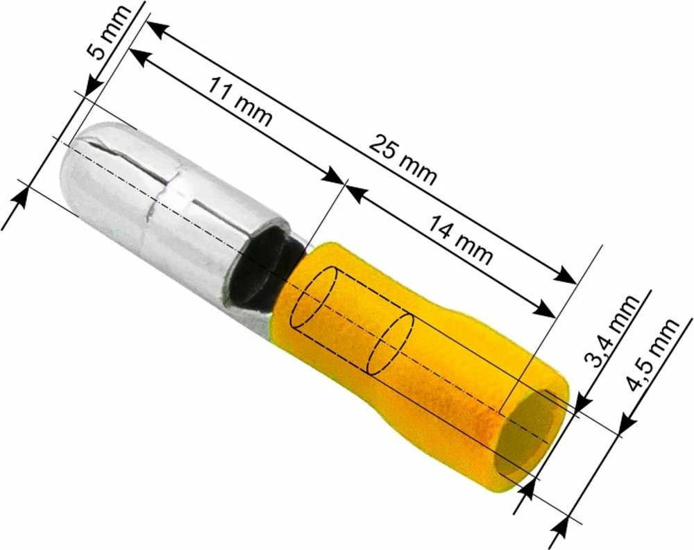 Blow Izoliuotas jungties kištukas 5.0/25 mm geltonas