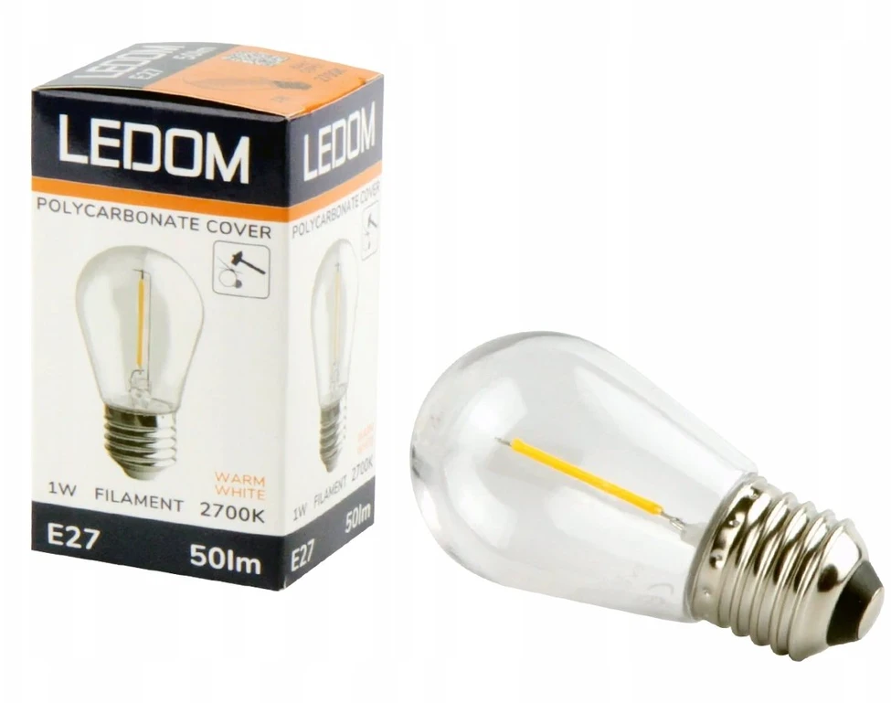 Blow Led Line Lemputė E27 230V ST45 1W, FILAMENT, šiltai balta 2700K, 50lm, plastikinė