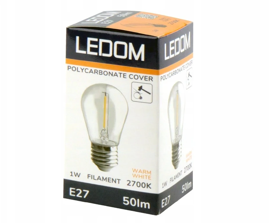 Blow Led Line Lemputė E27 230V ST45 1W, FILAMENT, šiltai balta 2700K, 50lm, plastikinė