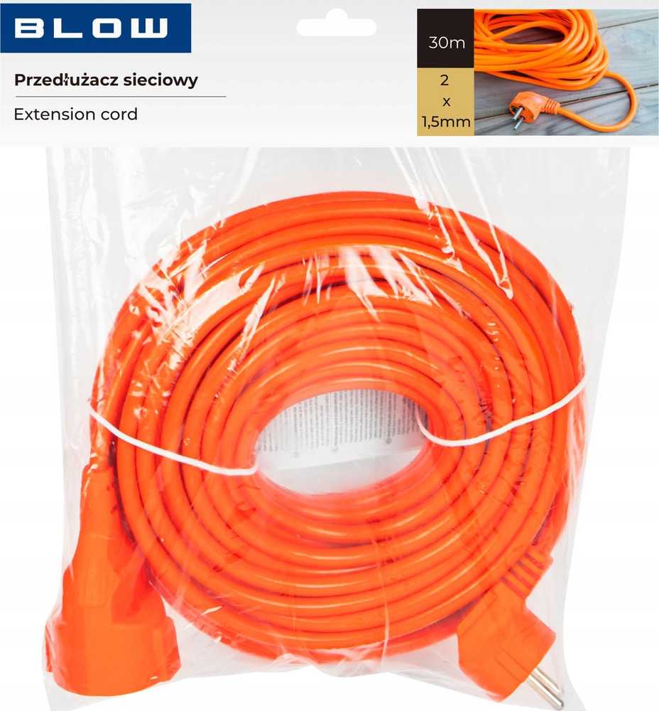 Blow PR-160 ilgintuvas 1 lizdas be įžeminimo 30m oranžinis 2x1.5mm