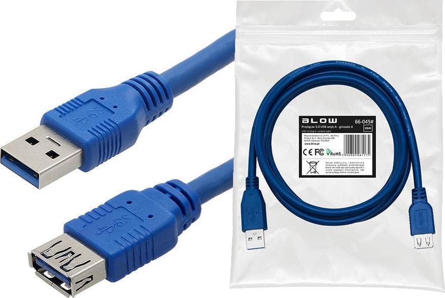 Blow USB-A 3.0 kabelis kištukas - lizdas 1.5m