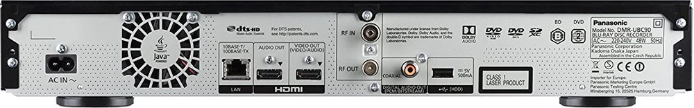 Vaizdo grotuvas „Panasonic Blu-ray“ grotuvas DMR-UBC90 (2 TB HDD, UltraHD/4K, DVB-T2) juodas