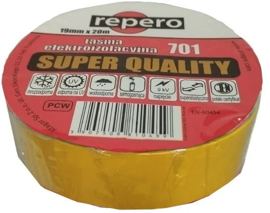 REPERO 701 izoliacinė juosta geltona 19 mm x 20 m